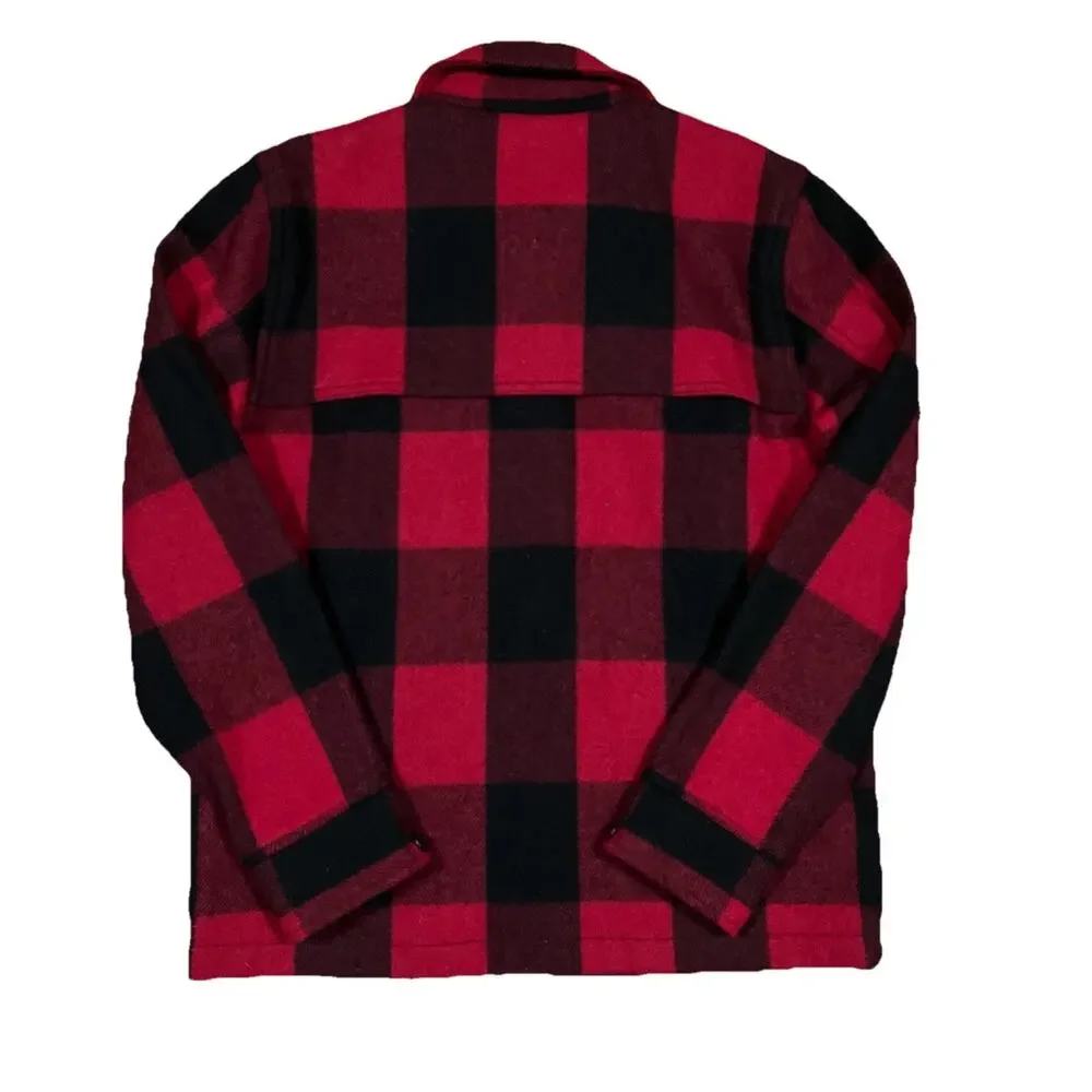 LL Bean Archive Collection Beans Stag Jacket Wool Blend Red Buffalo Plaid Medium